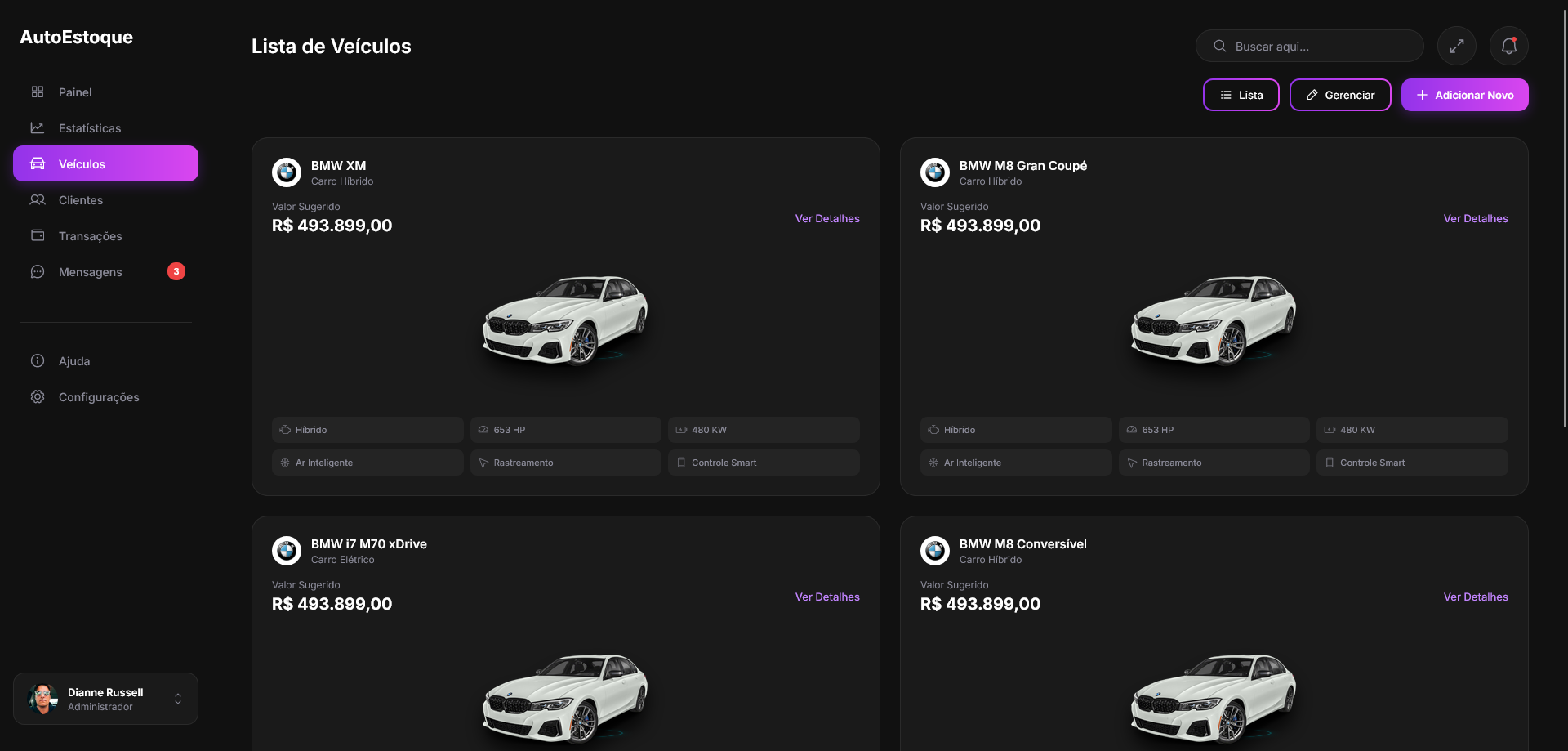 Tela do projeto AutoEstoque — sistema desktop de controle de estoque industrial e automotivo desenvolvido pela Autotech Sistemas