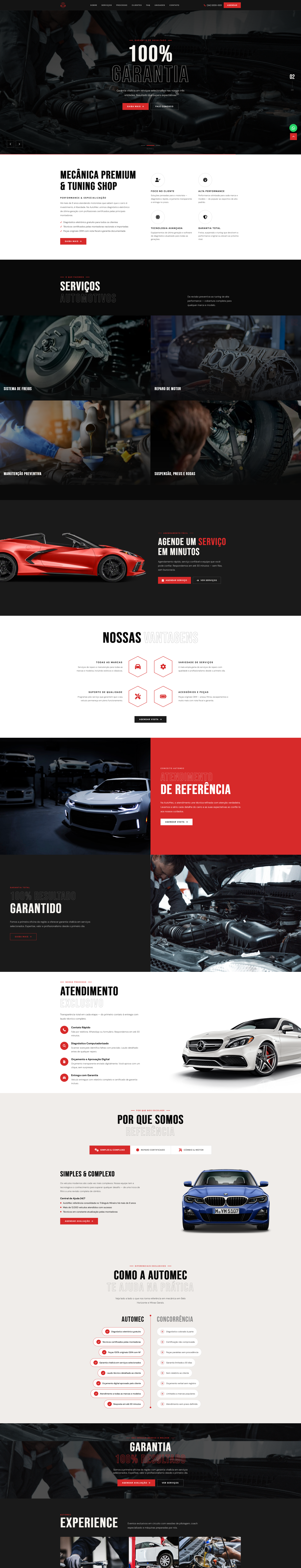 Tela do projeto AutoMec — site institucional para oficinas mecânicas desenvolvido pela Autotech Sistemas