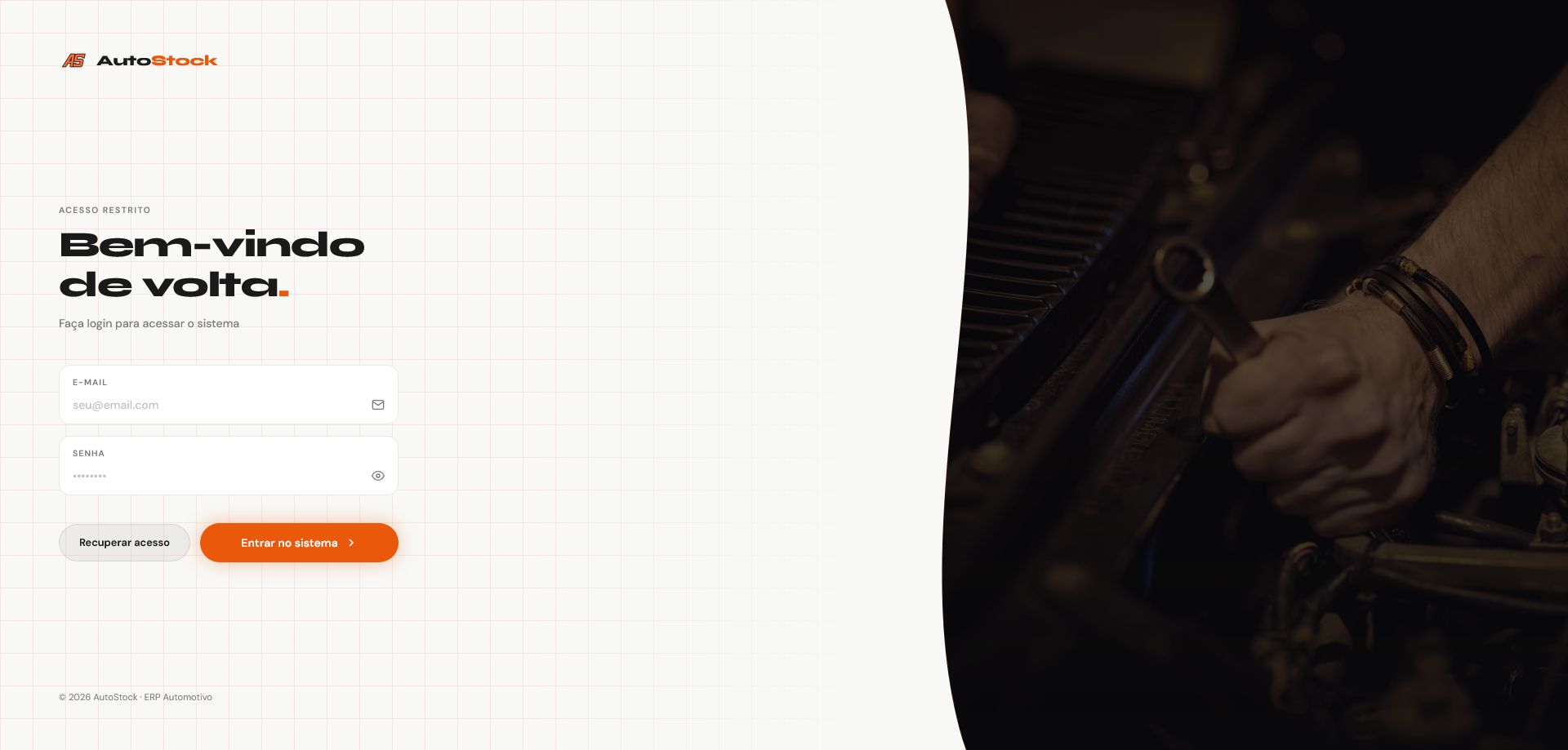 Tela do projeto AutoStock — sistema ERP de gestão de veículos e frota desenvolvido pela Autotech Sistemas