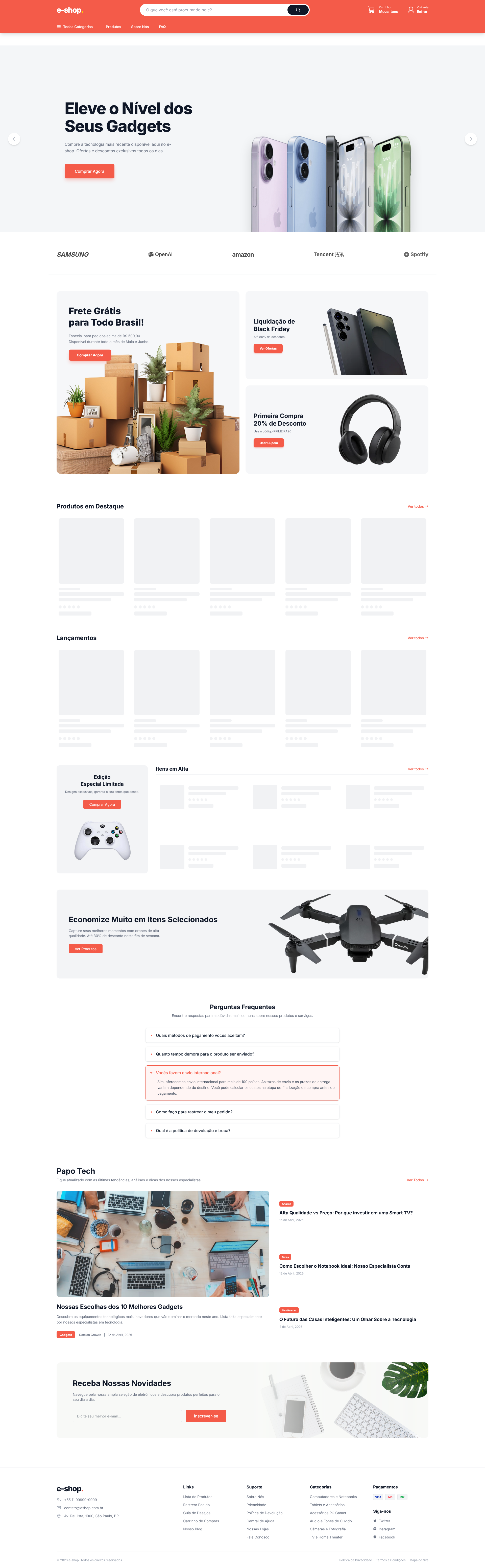 Tela do projeto E-Shop — e-commerce de itens veiculares desenvolvido pela Autotech Sistemas